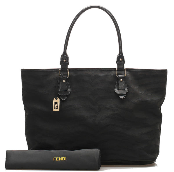 フェンディ 虎柄 8BH115 ブラック キャンバス レザー トートバッグ レディース FENDI 中古