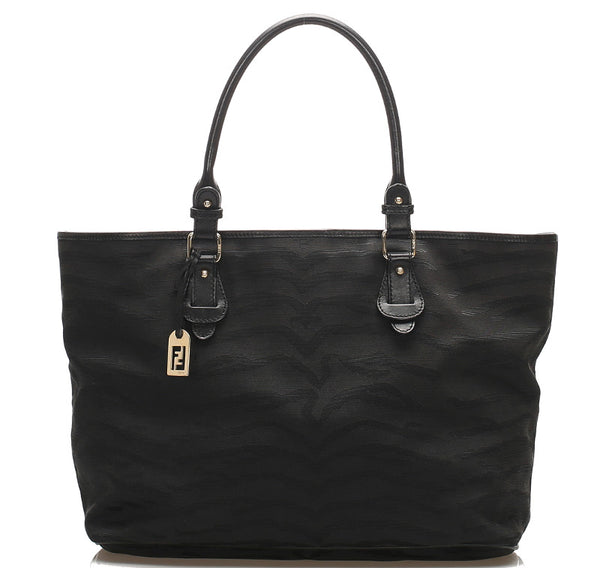 フェンディ 虎柄 8BH115 ブラック キャンバス レザー トートバッグ レディース FENDI 中古