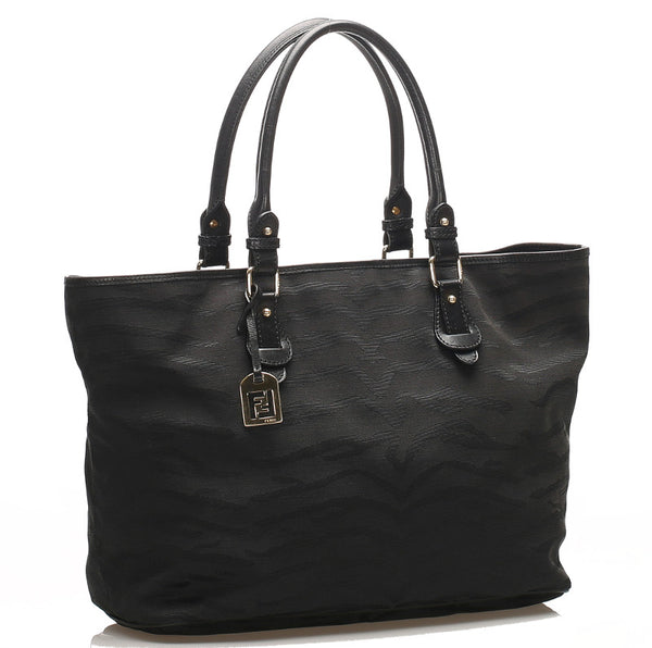 フェンディ 虎柄 8BH115 ブラック キャンバス レザー トートバッグ レディース FENDI 中古