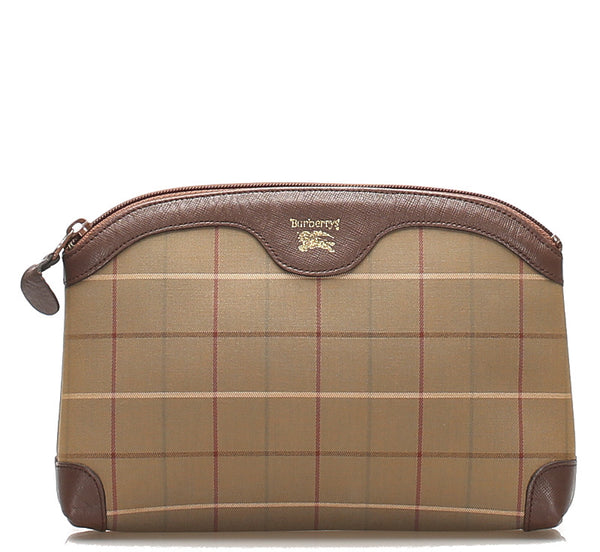 バーバリー カーキ 緑 キャンバス レザー クラッチバッグ ユニセックス BURBERRY 中古