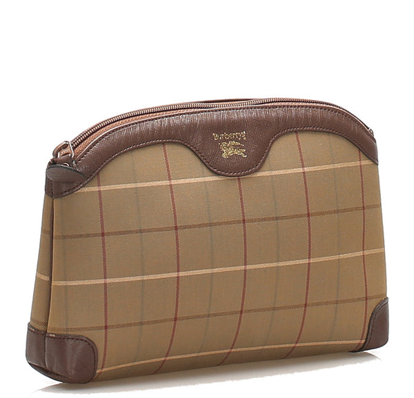 バーバリー カーキ 緑 キャンバス レザー クラッチバッグ ユニセックス BURBERRY 中古