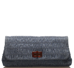 プラダ BP0500 ブルー 青 デニム クラッチバッグ PRADA レディース 中古