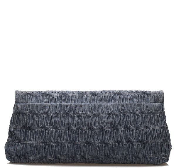 プラダ BP0500 ブルー 青 デニム クラッチバッグ PRADA レディース 中古