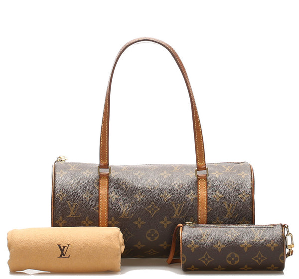 ルイ ヴィトン モノグラム パピヨン30 M51365 ブラウン 茶 PVC レザー ハンドバッグ LOUIS VUITTON レディース 中古