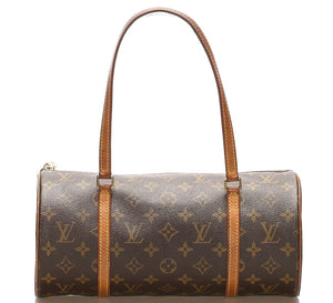 ルイ ヴィトン モノグラム パピヨン30 M51365 ブラウン 茶 PVC レザー ハンドバッグ LOUIS VUITTON レディース 中古