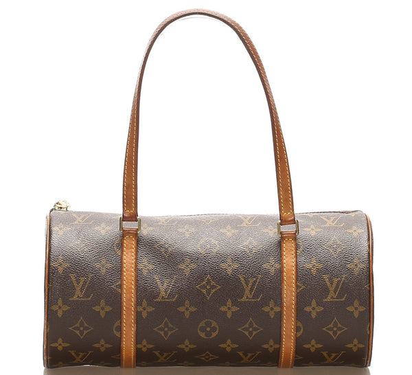 ルイ ヴィトン モノグラム パピヨン30 M51365 ブラウン 茶 PVC レザー ハンドバッグ LOUIS VUITTON レディース 中古