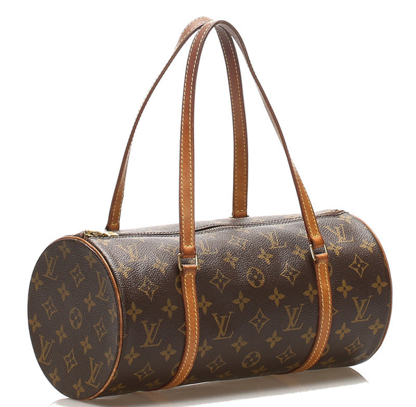 ルイ ヴィトン モノグラム パピヨン30 M51365 ブラウン 茶 PVC レザー ハンドバッグ LOUIS VUITTON レディース 中古