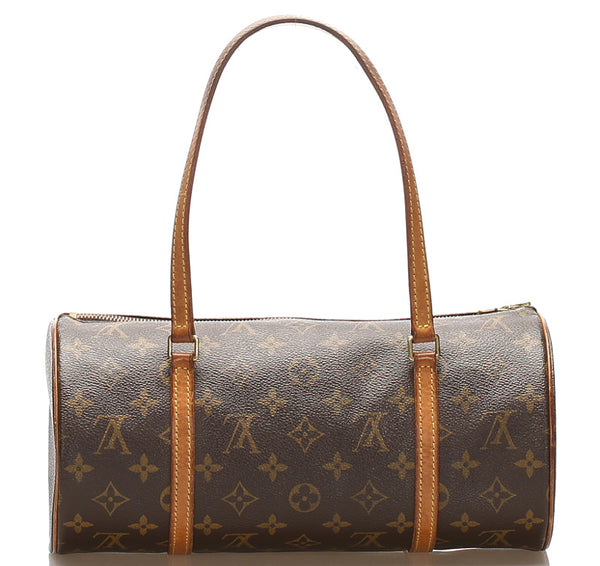 ルイ ヴィトン モノグラム パピヨン30 M51365 ブラウン 茶 PVC レザー ハンドバッグ LOUIS VUITTON レディース 中古
