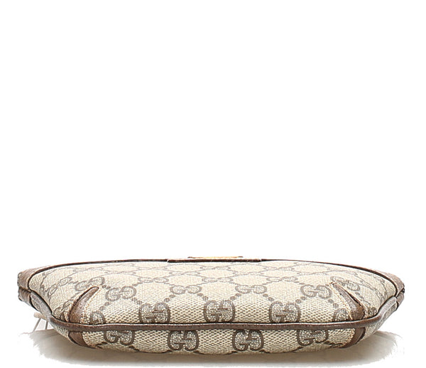 グッチ GGスプリーム ブラウン 茶 PVC レザー ポーチ レディース GUCCI 中古