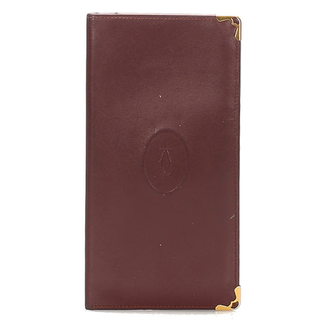 カルティエ ワインレッド レザー 長財布 レディース CARTIER 中古