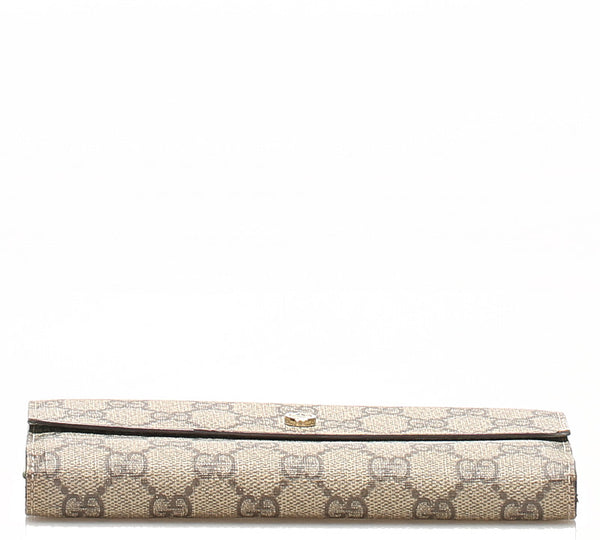 グッチ GGスプリーム ブラウン 茶 PVC レザー 長財布 GUCCI ユニセックス 中古