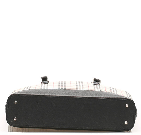 バーバリー ハウスチェック ブラウン ブラック  キャンバス レザー トートバッグ BURBERRY ユニセックス 中古