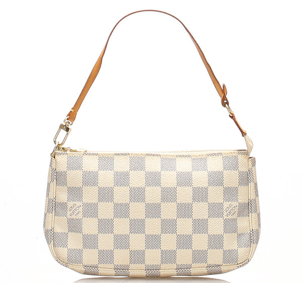 ルイ ヴィトン ダミエアズール アクセソワール N51986 ホワイト 白 PVC レザー ポシェット LOUIS VUITTON レディース 中古