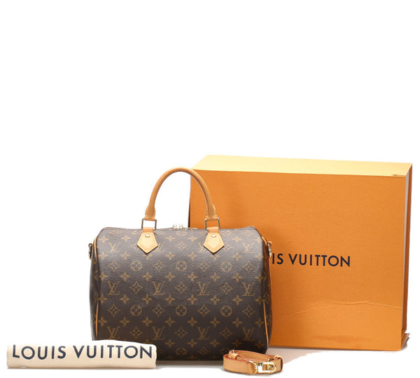 ルイ ヴィトン モノグラム スピーディ30 M41108 ブラウン 茶 PVC レザー ハンドバッグ LOUIS VUITTON レディース 中古