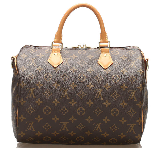 ルイ ヴィトン モノグラム スピーディ30 M41108 ブラウン 茶 PVC レザー ハンドバッグ LOUIS VUITTON レディース 中古