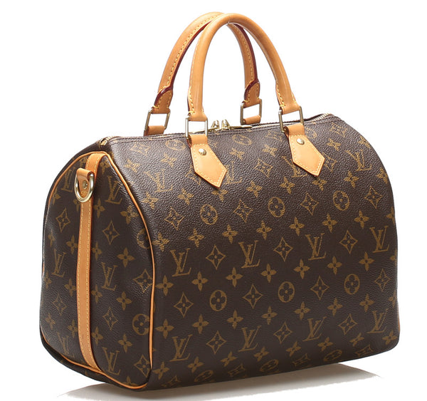 ルイ ヴィトン モノグラム スピーディ30 M41108 ブラウン 茶 PVC レザー ハンドバッグ LOUIS VUITTON レディース 中古