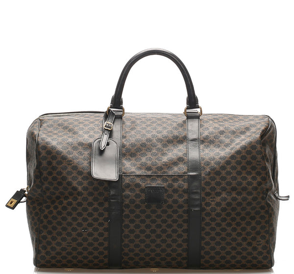 セリーヌ マカダム柄 ブラウン 茶 PVC レザー ボストンバッグ レディース CELINE 中古