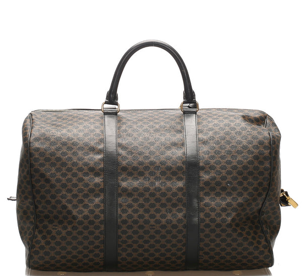 セリーヌ マカダム柄 ブラウン 茶 PVC レザー ボストンバッグ レディース CELINE 中古