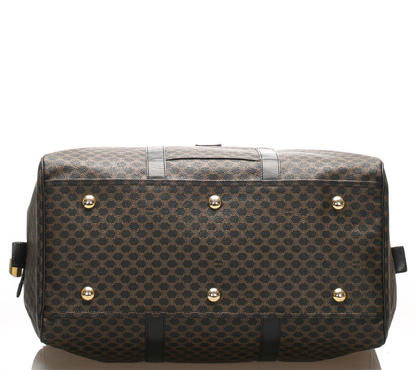 セリーヌ マカダム柄 ブラウン 茶 PVC レザー ボストンバッグ レディース CELINE 中古