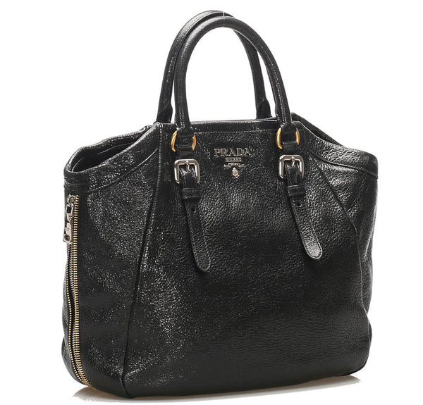 プラダ ブラック 黒 レザー ハンドバッグ レディース PRADA 中古