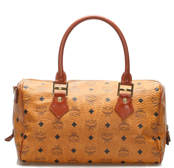 エム シー エム ブラウン 茶 レザー ハンドバッグ MCM レディース 中古