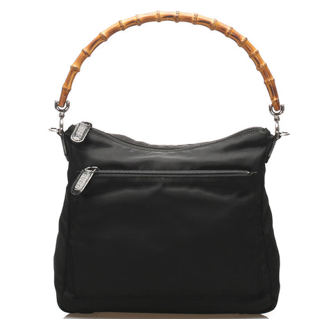 グッチ バンブー ブラック 黒 ナイロン ハンドバッグ レディース GUCCI 中古