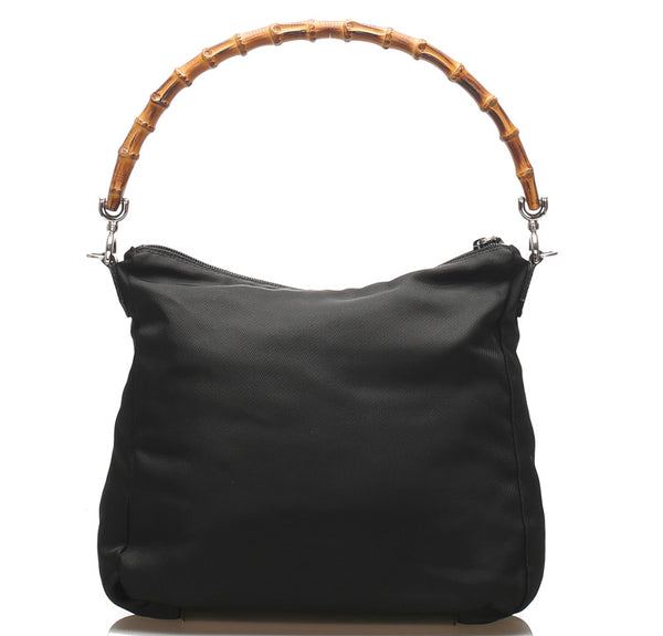 グッチ バンブー ブラック 黒 ナイロン ハンドバッグ レディース GUCCI 中古