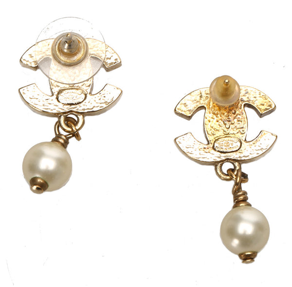 シャネル ココマーク フェイクパール ゴールド ホワイト メッキ ピアス レディース CHANEL 中古