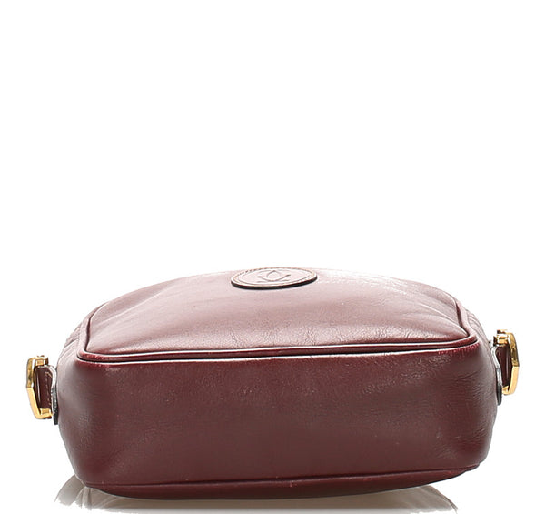 カルティエ ワインレッド レザー ショルダーバッグ レディース CARTIER 中古