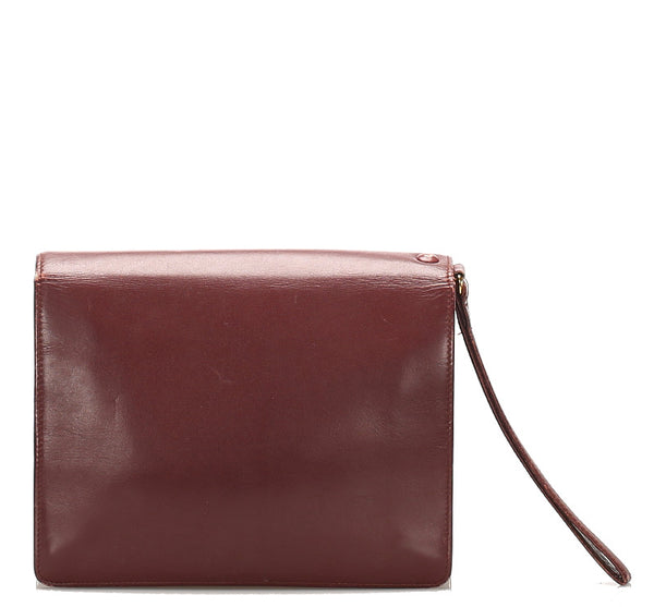 カルティエ ワインレッド レザー セカンドバッグ レディース CARTIER 中古