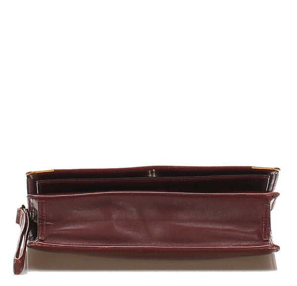 カルティエ ワインレッド レザー セカンドバッグ レディース CARTIER 中古