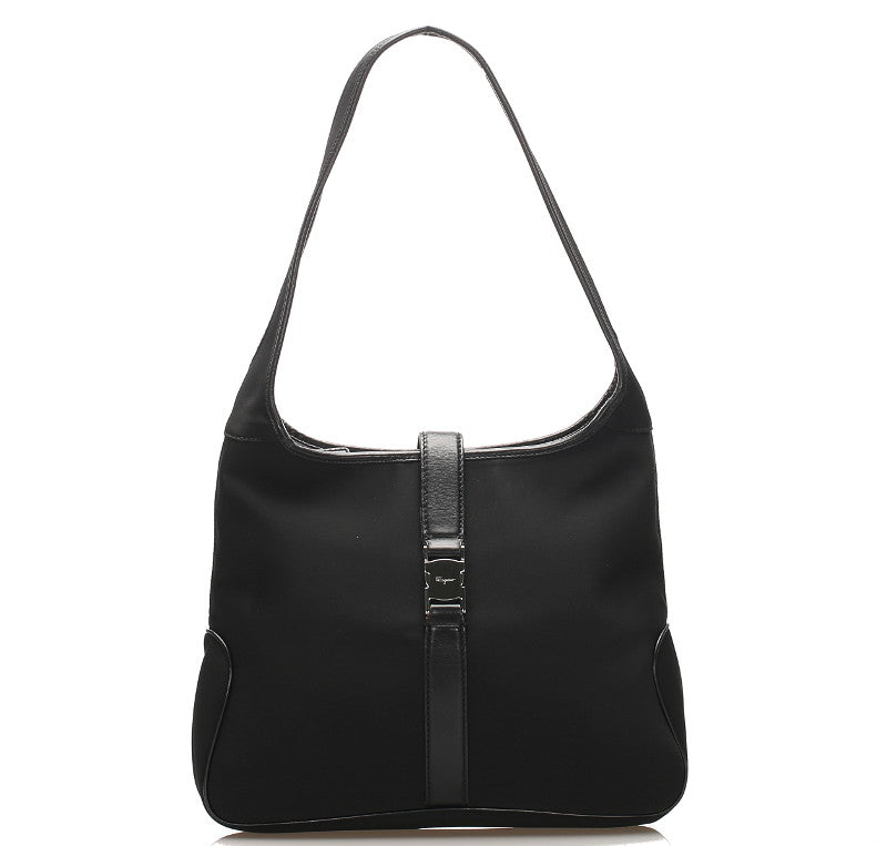 サルヴァトーレフェラガモ AU-21 0735 ブラック 黒 ナイロン レザー ショルダーバッグ レディース Salvatore Ferragamo 中古