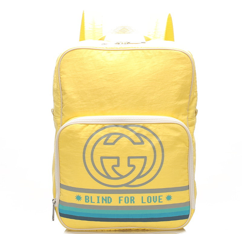 グッチ ブラインド フォー ラブ 536724 イエロー グレー ブルー ナイロン リュック バックパック ユニセックス GUCCI 中古