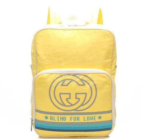 グッチ ブラインド フォー ラブ 536724 イエロー グレー ブルー ナイロン リュック バックパック ユニセックス GUCCI 中古
