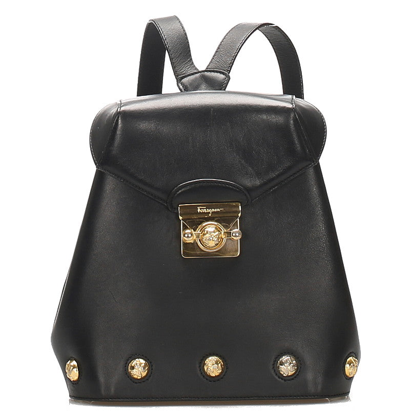 サルヴァトーレフェラガモ DQ-21 5207 ブラック レザー リュック バックパック レディース Salvatore Ferragamo 中古