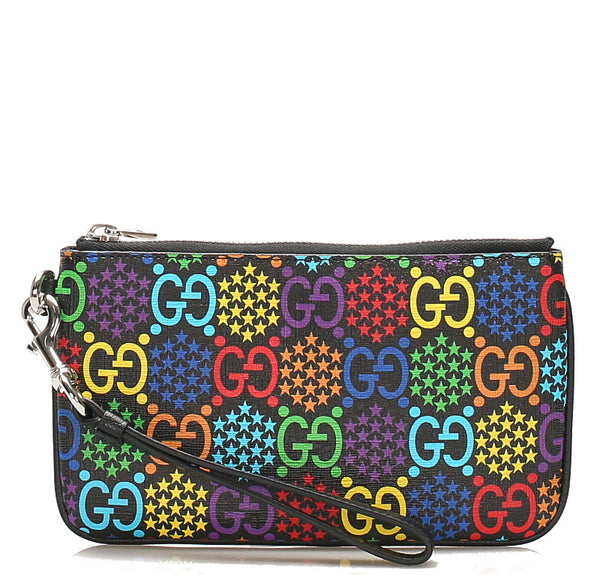 グッチ サイケデリック 603734  マルチカラー PVC レザー ポーチ ユニセックス GUCCI 中古