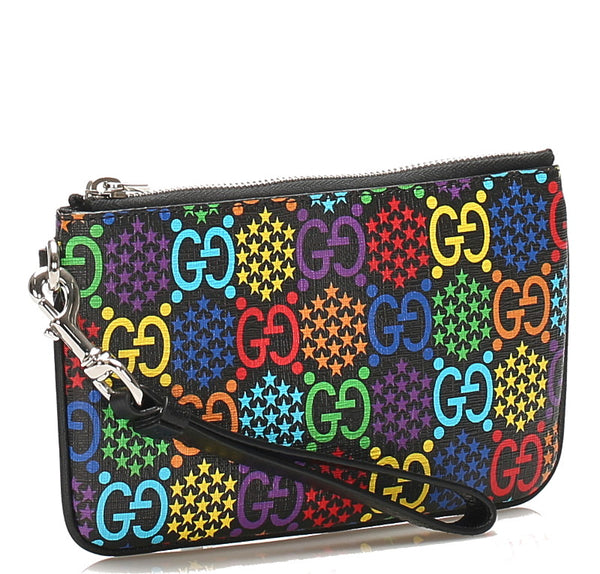 グッチ サイケデリック 603734  マルチカラー PVC レザー ポーチ ユニセックス GUCCI 中古