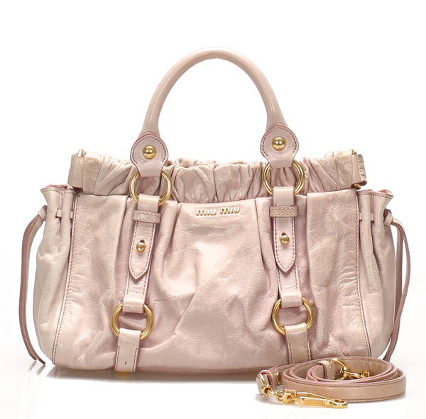 ミュウミュウ ピンク レザー ハンドバッグ ショルダーバッグ 2WAY レディース MIUMIU 中古