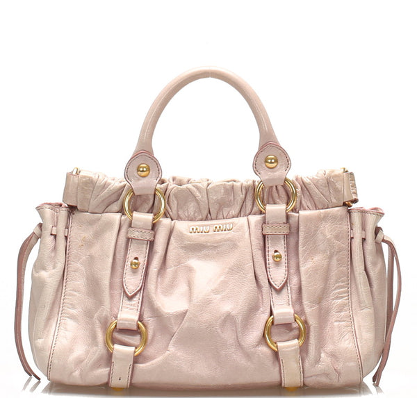 ミュウミュウ ピンク レザー ハンドバッグ ショルダーバッグ 2WAY レディース MIUMIU 中古