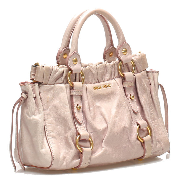 ミュウミュウ ピンク レザー ハンドバッグ ショルダーバッグ 2WAY レディース MIUMIU 中古