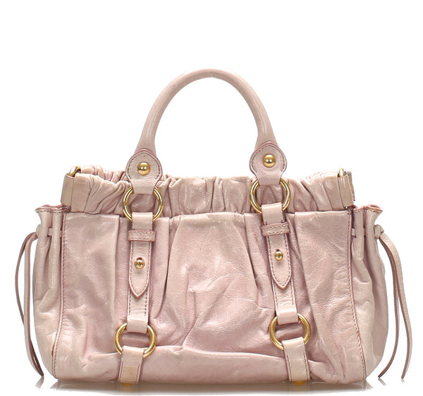 ミュウミュウ ピンク レザー ハンドバッグ ショルダーバッグ 2WAY レディース MIUMIU 中古