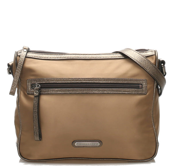 バーバリー ブラウン ナイロン レザー 斜め掛け ショルダーバッグ ユニセックス BURBERRY 中古