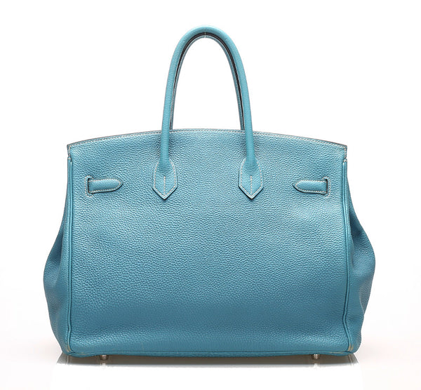 エルメス バーキン35 水色 レザー ハンドバッグ レディース HERMES □I刻印(2005年制)刻印 中古