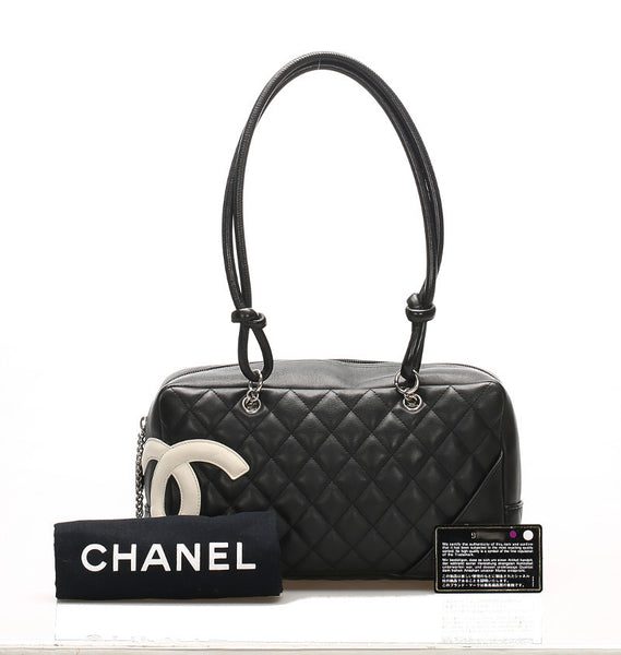 シャネル カンボン ブラック 黒 レザー ショルダーバッグ レディース CHANEL 中古