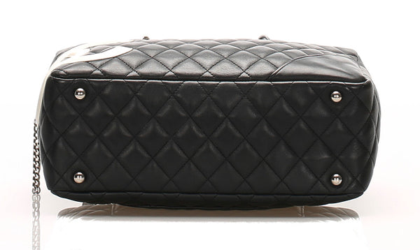 シャネル カンボン ブラック 黒 レザー ショルダーバッグ レディース CHANEL 中古