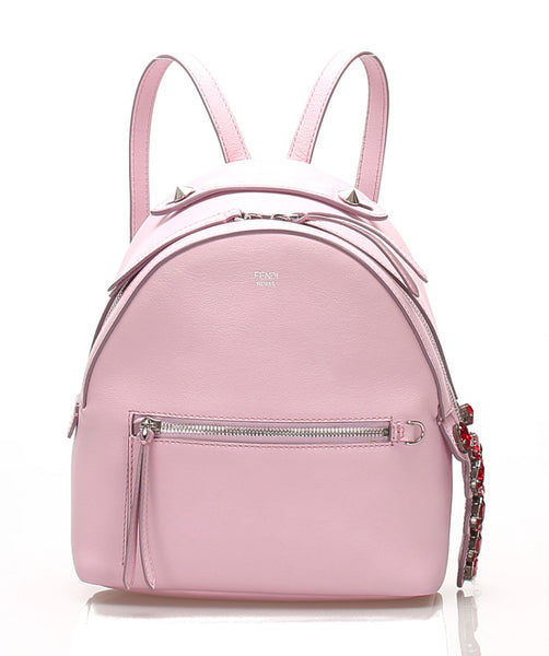 フェンディ ビジュー 8BZ036 ピンク レザー リュック バックパック レディース FENDI 中古