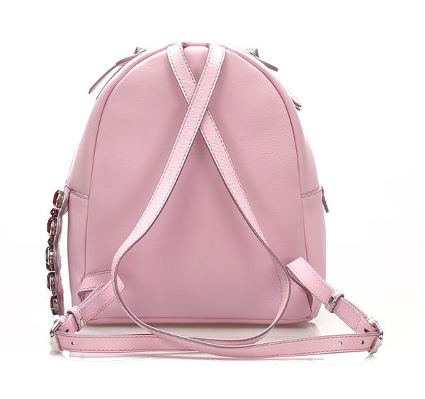 フェンディ ビジュー 8BZ036 ピンク レザー リュック バックパック レディース FENDI 中古