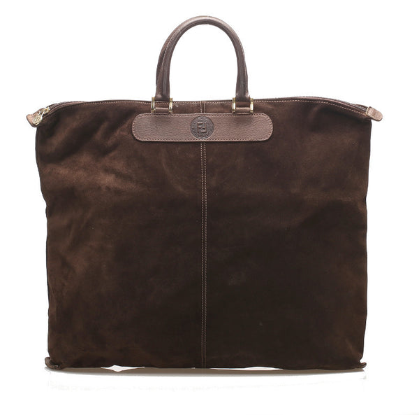 フェンディ ブラウン スウェード レザー トートバッグ ユニセックス FENDI 中古