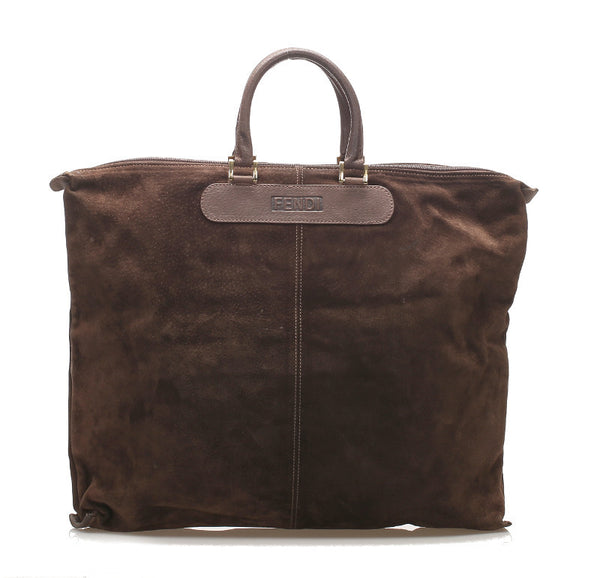 フェンディ ブラウン スウェード レザー トートバッグ ユニセックス FENDI 中古