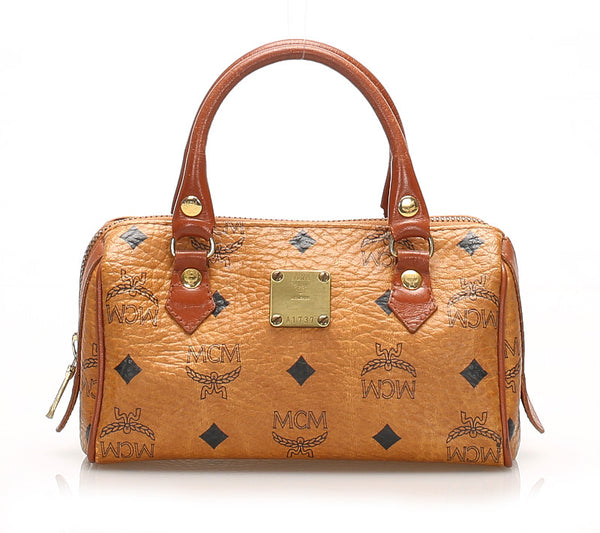 エム シー エム ブラウン 茶 レザー ハンドバッグ ユニセックス MCM 中古